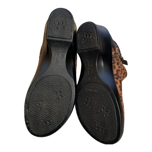 Alegria Sloan Leather Ankle Boots Womens 37 7-7.5 Wedge Leopard Work Comfort Zip - Picture 5 of 9